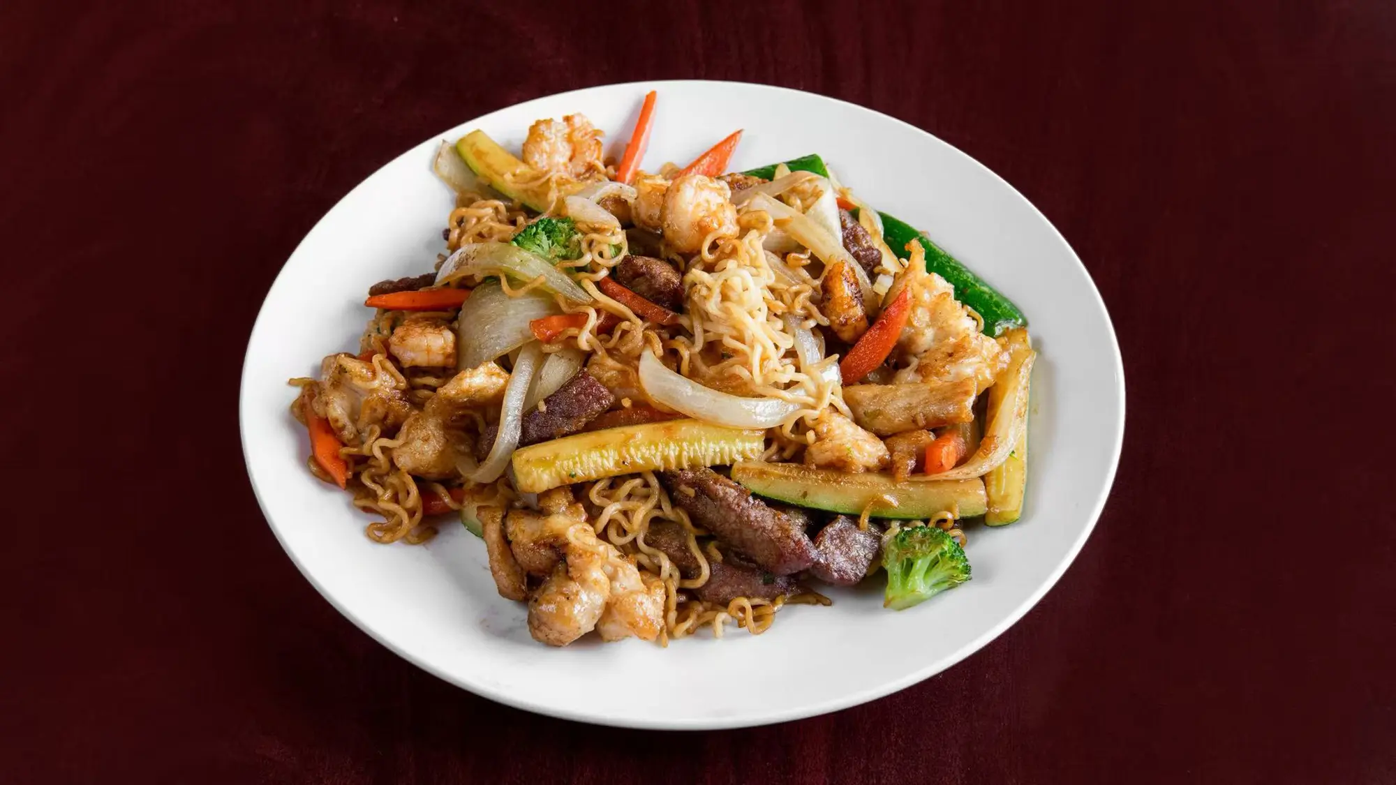 Stir-fried mixed vegetables and meat at Green Tea Sushi Bar，a Japanese Restaurant in Covington